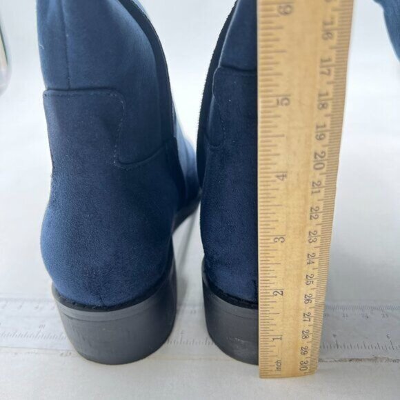 Womens Knee High Boots, Round Toe Low Block Heel Riding Boots  Cowboy Boots Blue - Picture 4 of 7